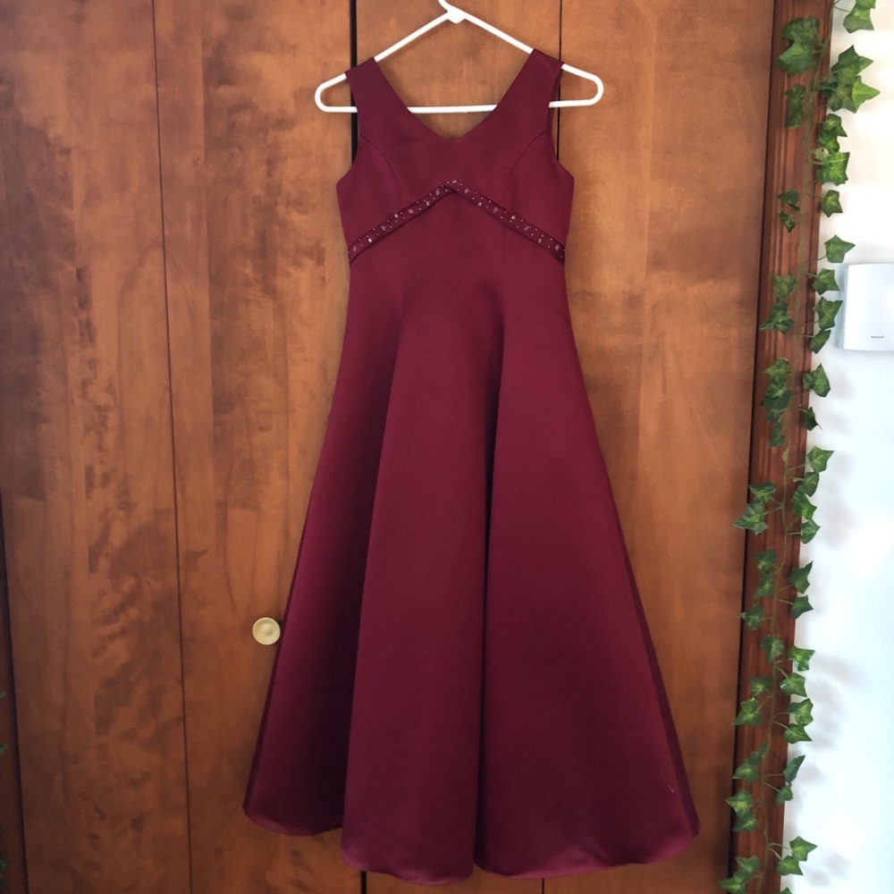 Girls Burgundy Bridesmaid Dress
